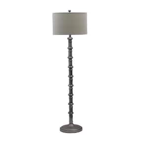 63 in. Antique Silver Metal Stacked Candlestick Floor Lamp