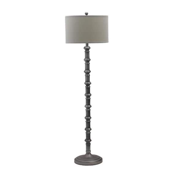 Fangio Lighting 63 in. Antique Silver Metal Stacked Candlestick Floor Lamp
