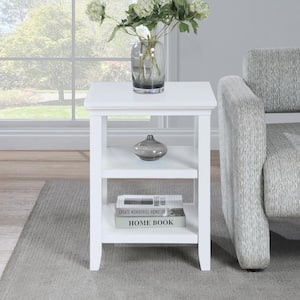 Tribeca 18 in. White Square Rubber Wood End Table with Shelves