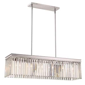 North Falls 6-Light Chrome Linear Island Pendant Light with Crystals