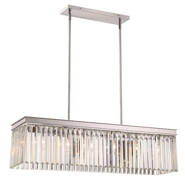 Home Decorators Collection North Falls 6-Light Chrome Linear Island Pendant Light with Crystals