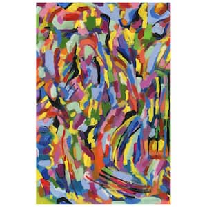 48 in. x 32 in. "Rules of the Rainbow I" Unframed Floating Tempered Glass Panel Abstract Art Print Wall Art