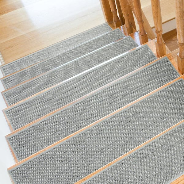 Light Grey 8 in. x 30 in. Polyester Stair Tread Cover (Set of 15)