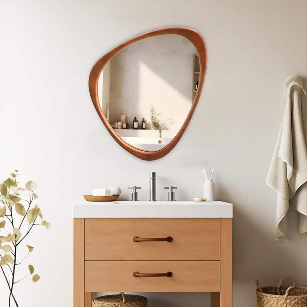 Sxiawe 19 in. W x 24 in. H Small Irregular Natural Wood Frame Wall ...