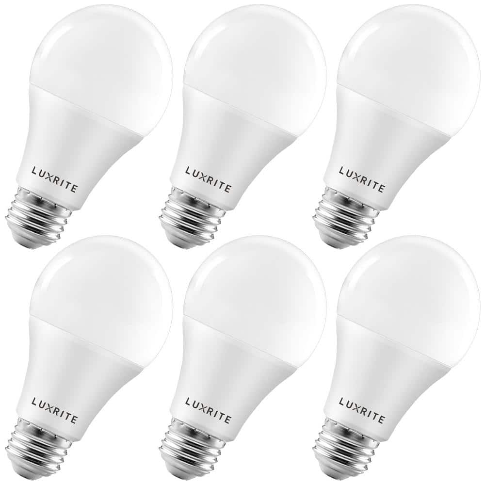 Luxrite A19 LED Light Bulb 100W Equivalent Non-Dimmable 5000K 1600lm E26 6-Pack 
