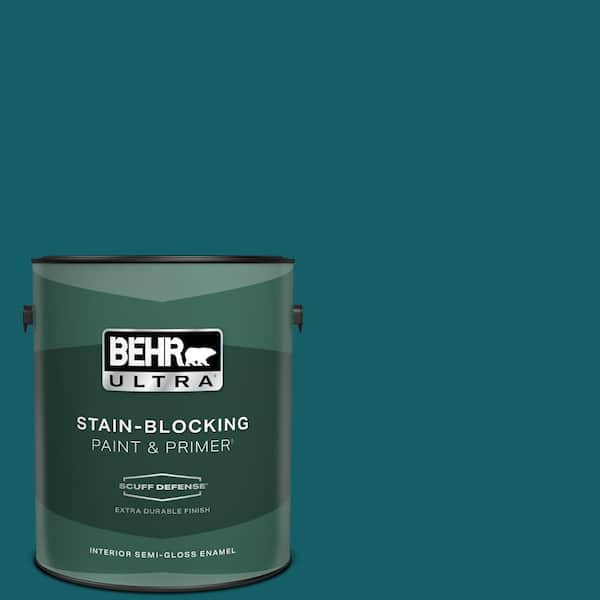 BEHR ULTRA 1 gal. #S-H-530 Tropical Skies Extra Durable Semi-Gloss Enamel Interior Paint & Primer