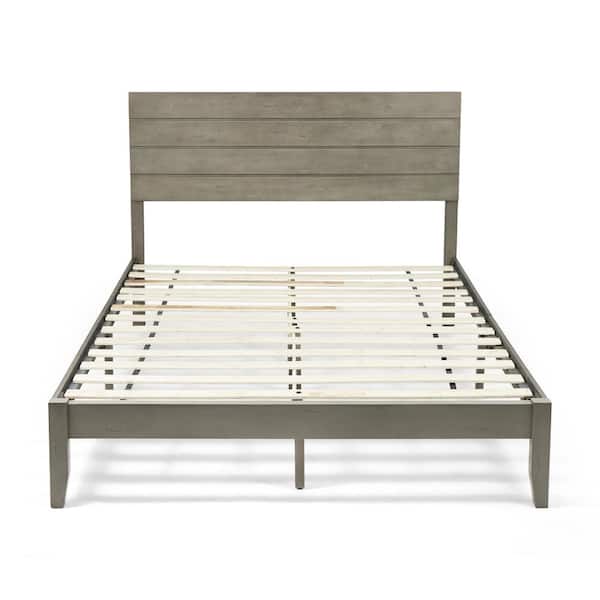 Grey Queen Bed Frame With Headboard, Grey Wood Queen Size Bed Frame