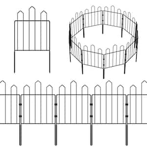 10 ft. L x 23.6 in. H Rustproof Black Metal Garden Fence Animal Barrier Fence (10-Pack)