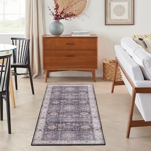 Fulton Charcoal 2 ft. x 5 ft. Vintage Persian Traditional Runner Kitchen Rug