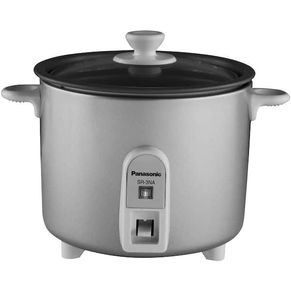 Panasonic 1.5-Cup Mini Rice Cooker with Glass Lid in Silver