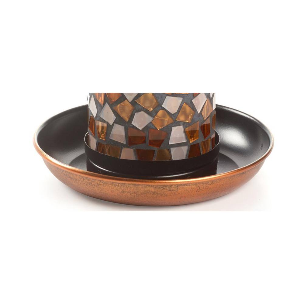 Adelie Mosaic Glass and Copper Hanging Solar Bird Feeder
