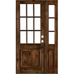 50 in. x 96 in. Alder 2 Panel Left-Hand/Inswing Clear Glass Provincial Stain Wood Prehung Front Door w/Right Sidelite