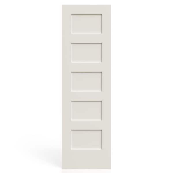 JELD-WEN 24 in. x 80 in. 5-Panel Shaker Solid Core Primed White Wood Interior Door Slab w/ Reversible Handing and No Bore Hole