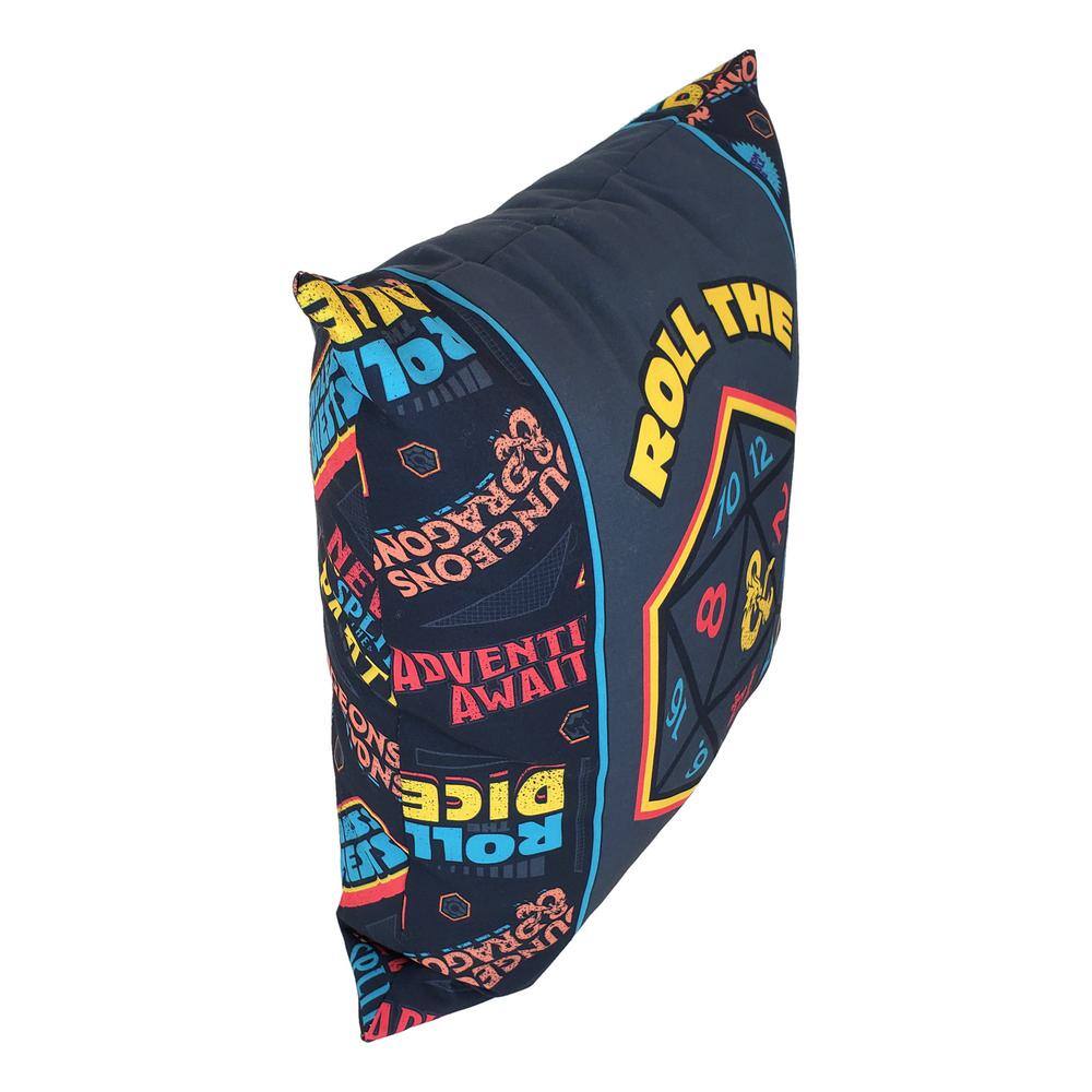 Dungeons & Dragons Roll The Dice Multicolor Polyester Throw Pillow