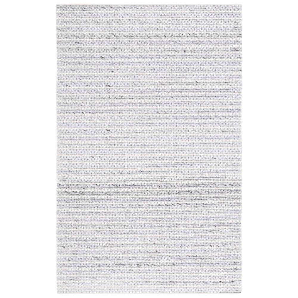 Marbella Light Grey/Ivory Flat Woven Wool Area Rug 3' x 5'
