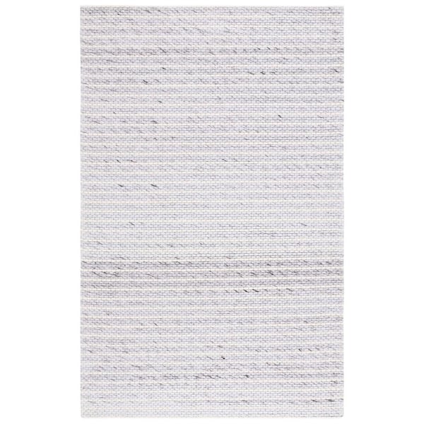 SAFAVIEH Marbella Light Grey Ivory 5 ft. X 8 ft. Border Striped Area Rug