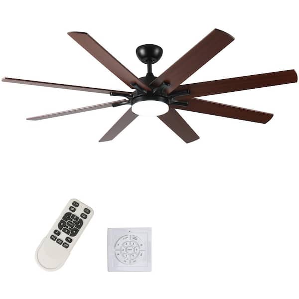 AA 72 in. Integrated LED Indoor Matte Black Ceiling Fan w/Light with 8 Reversible Blades and Remote Control Included