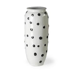 Polka Large 31.5 in. White Ceramic Polka Dot Vase