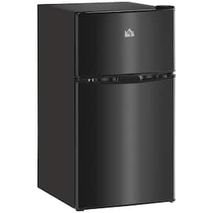 19.75 in. 3.5 cu. ft. Retro Mini Refrigerator in Black with Freezer, Reversible Double Door and Adjustable Thermostat