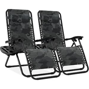 Camoflauge Metal Zero Gravity Reclining Lawn Chair with Cup Holders (2-Pack)