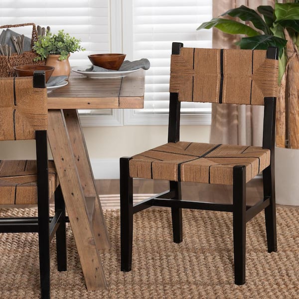 Prita Natural Brown and Black Dining Chair