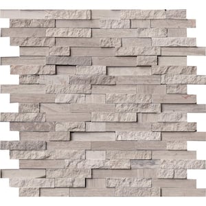 White Quarry 12 in. x 12 in. x 10 mm Textured Marble Mosaic Tile (10 sq. ft. / case)