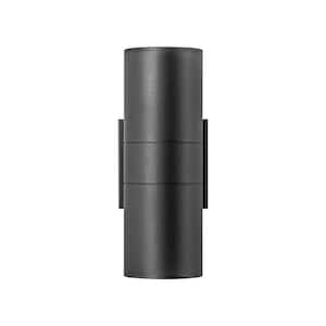 Jamie Black Outdoor Hardwired Cylinder Integrated LED Wall Light Lantern Scone with Up Down Lights