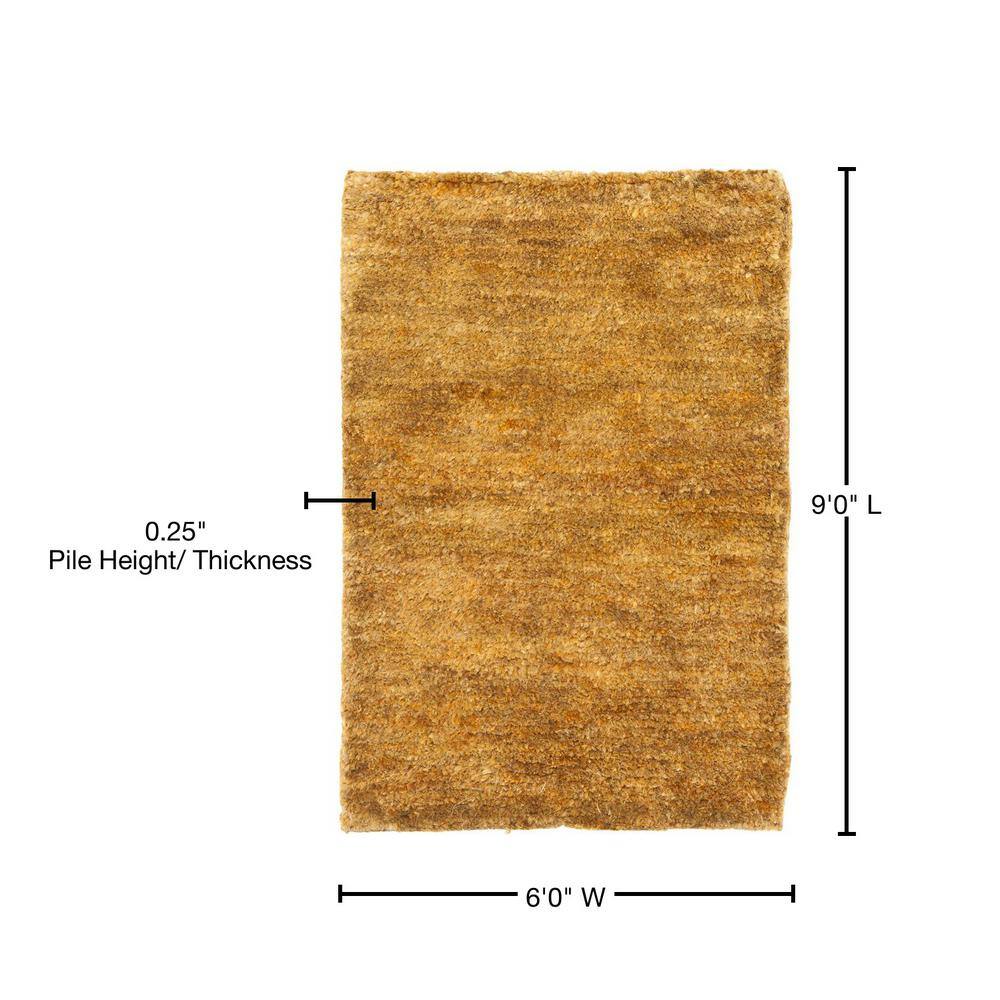 Caramel Hand-Knotted Wool 6' x 9' Bohemian Area Rug