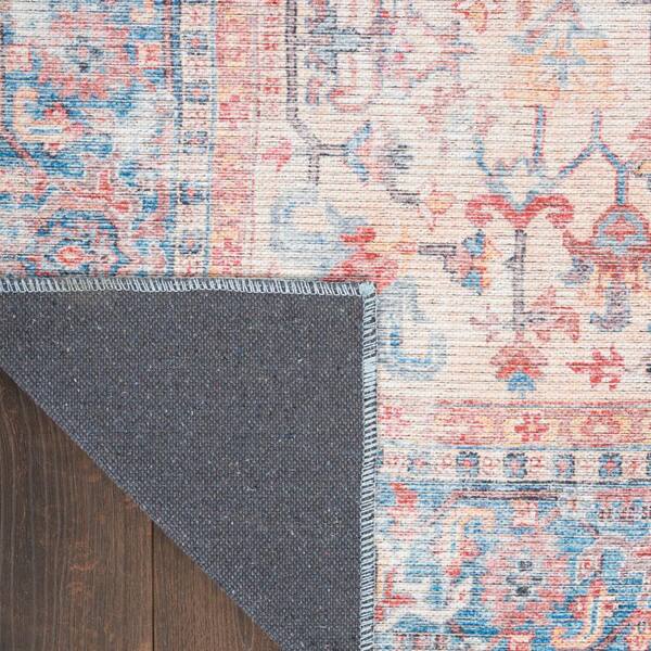 57 GRAND BY NICOLE CURTIS 57 Grand Machine Washable Light Grey/Blue 5 ft. x  7 ft. Bordered Traditional Area Rug 872319 - The Home Depot