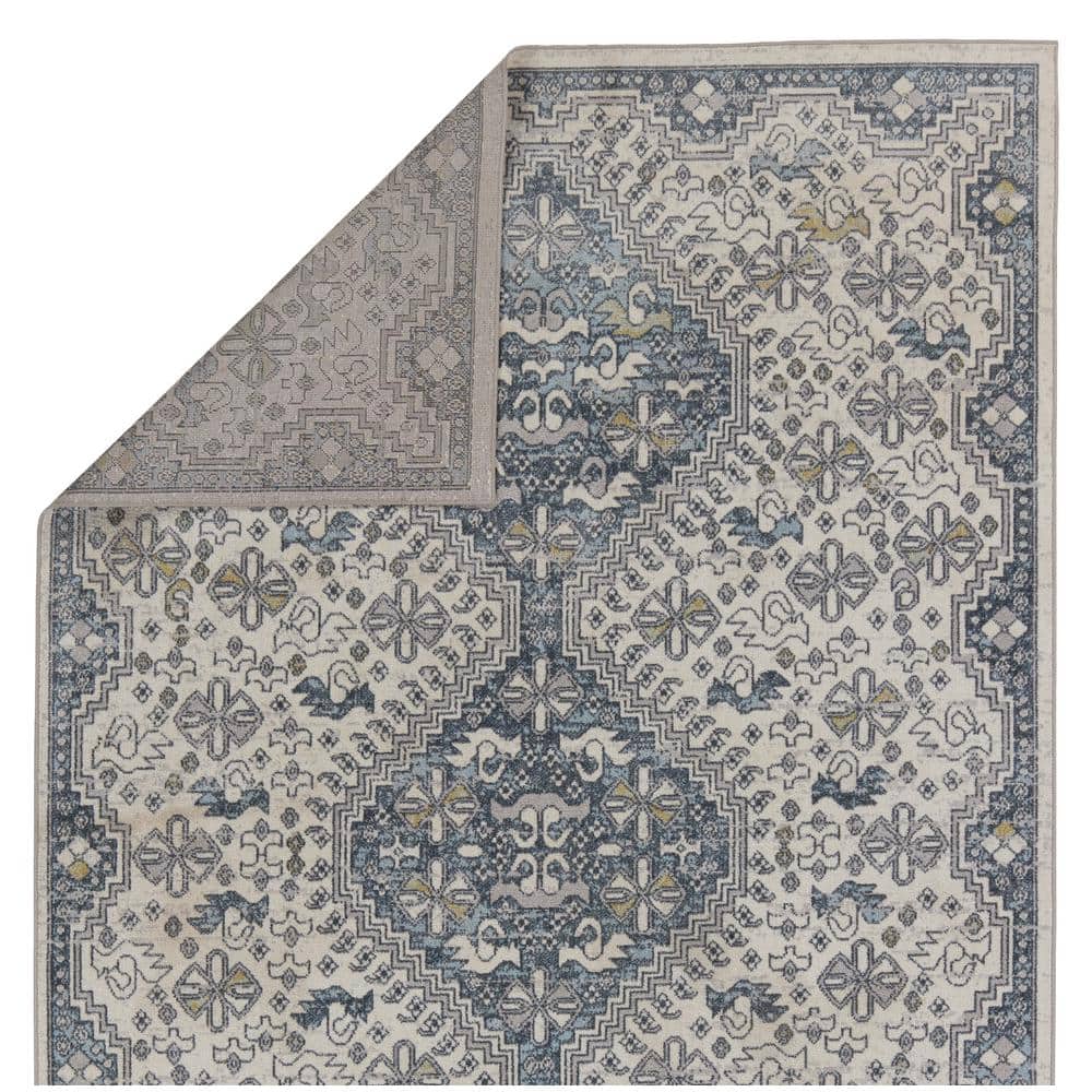 Nadine Chic Cream & Blue Medallion Tufted Area Rug