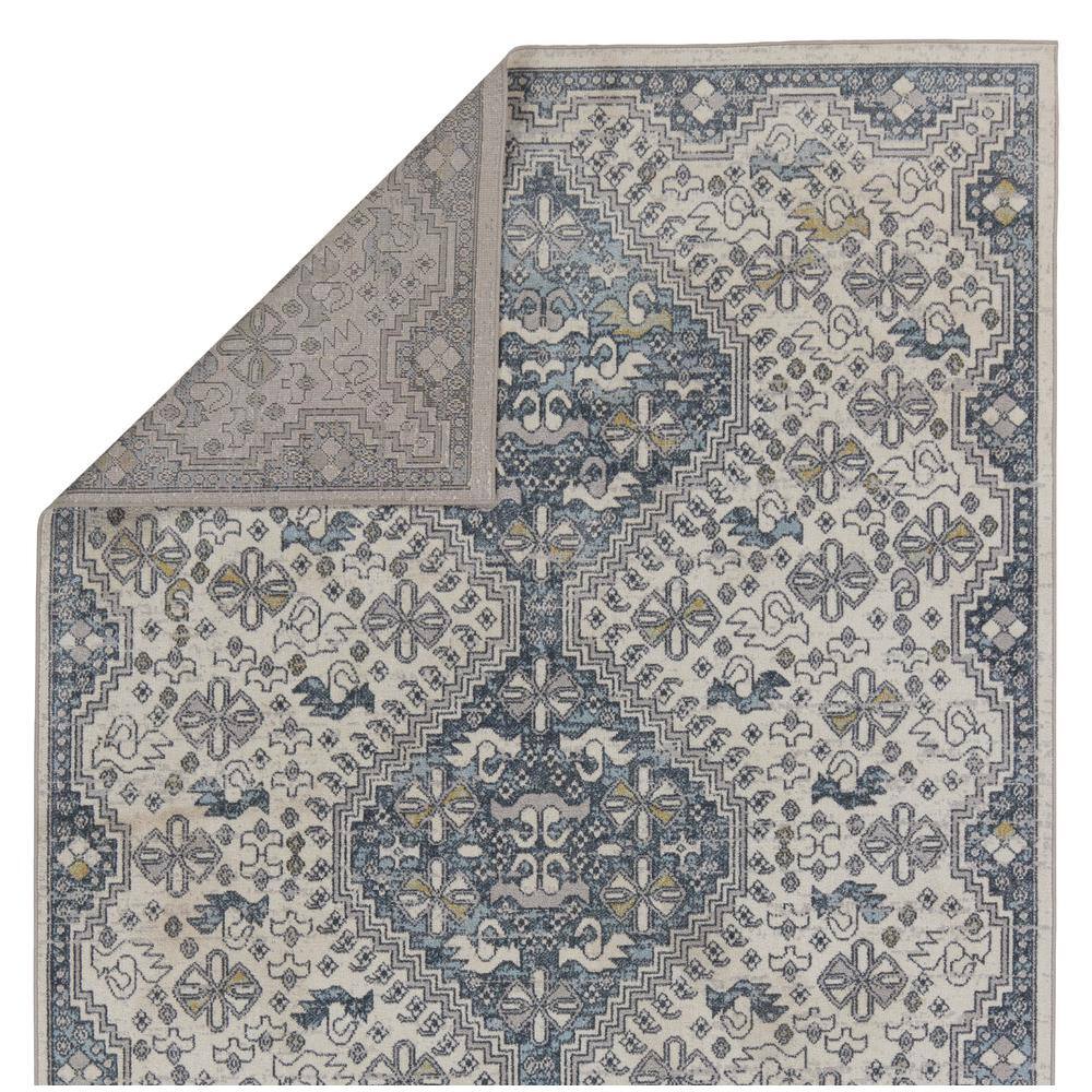Nadine Chic Cream & Blue Medallion Tufted Area Rug