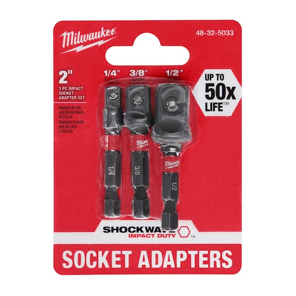 Milwaukee 48-32-5032 1/4" Hex Shank to 1/2" Socket Adapter 3 PACKS USA 