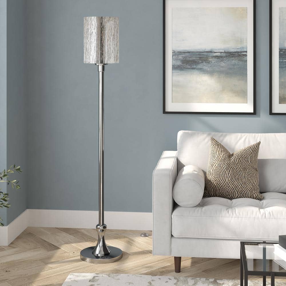 Aurora Adjustable 68'' Silver Mercury Glass Floor Lamp