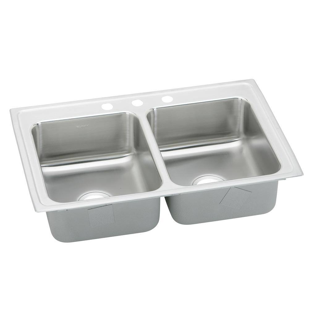 Lustertone 33" Stainless Steel Double Basin Drop-In Sink