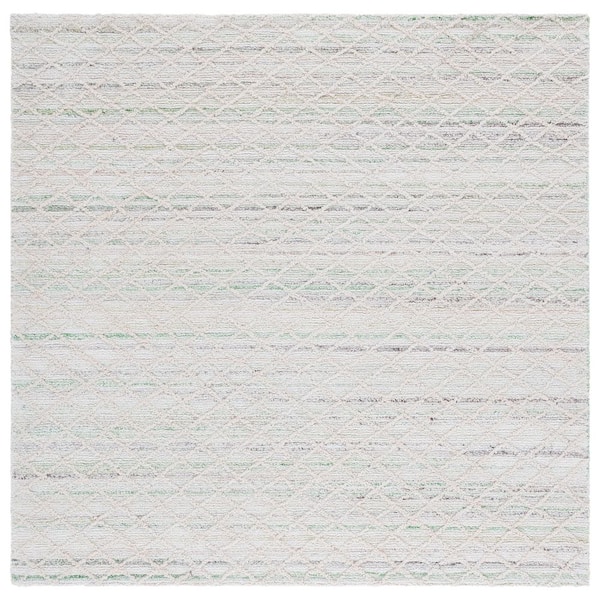Abstract 6 ft. x 6 ft. Green/Ivory Geometric Diamonds square Area Rug
