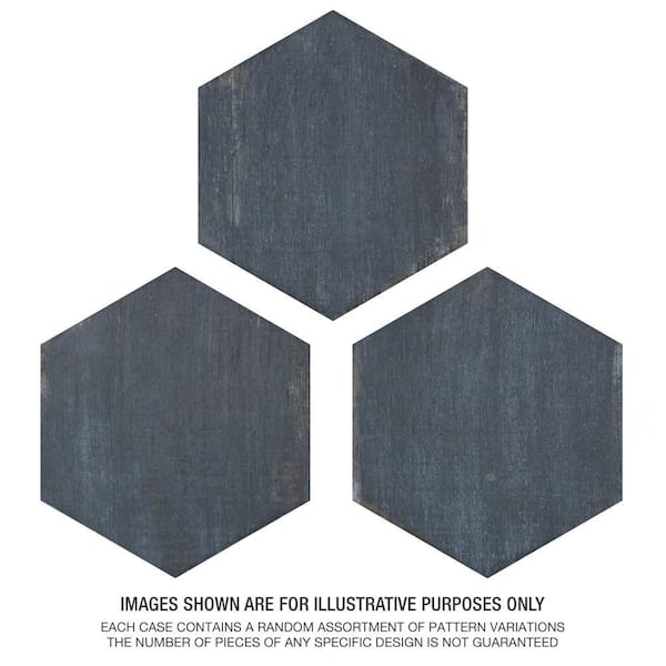 Merola Tile Retro Mini Hex Blue 7 in. x 8 in. Porcelain