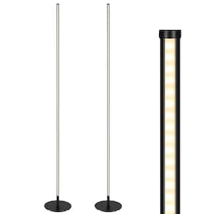 57.5 in. Black LED Dimmable Standing Floor Lamp for Living Room (Set of 2)