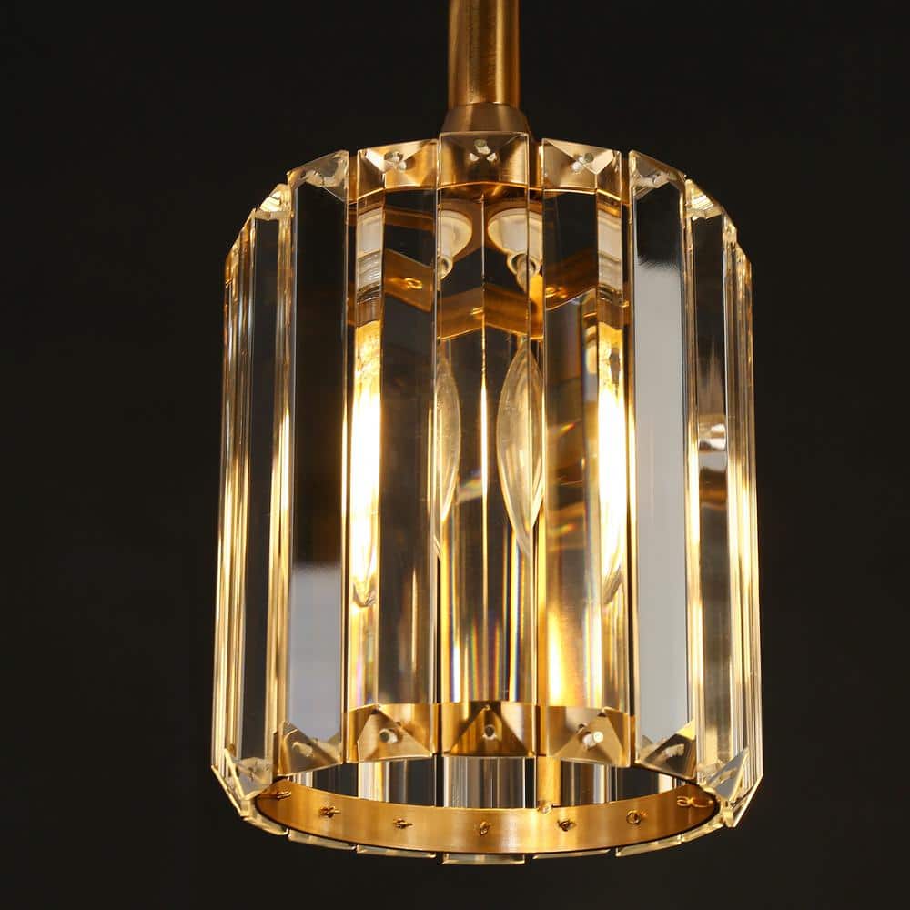 Oversized Brass and Crystal 47" Linear Island Chandelier