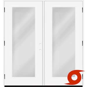 Palisade 72 in. x 80 in. FullLite Clear Impact Glass RHOS Primed Fiberglass Double Prehung Front Door with 4-9/16 Frame