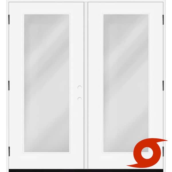 Steves & Sons Palisade 72 in. x 80 in. FullLite Clear Impact Glass RHOS Primed Fiberglass Double Prehung Front Door with 6-9/16 Frame