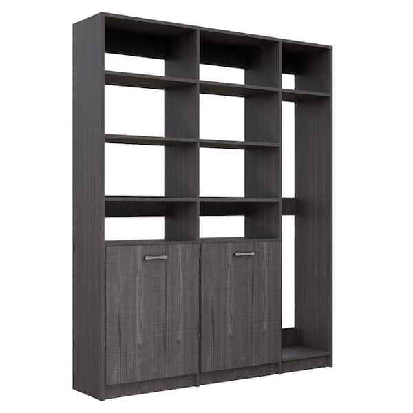 Alto Laundry Room 87 in. W Grey 2-Shelf Tower with Hamper and Utility Tower 13-Shelf Wood Closet System