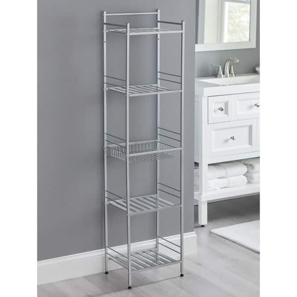 Slat Style 14 in. W x 11 in. D x 58.5 in. H Towel Tower in Nickel