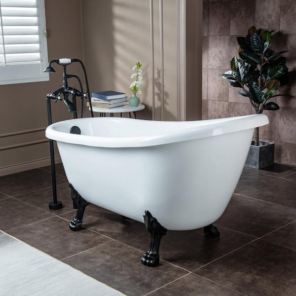 67 Harrier Acrylic Clawfoot Tub - Grey Exterior with Brushed Brass Fe