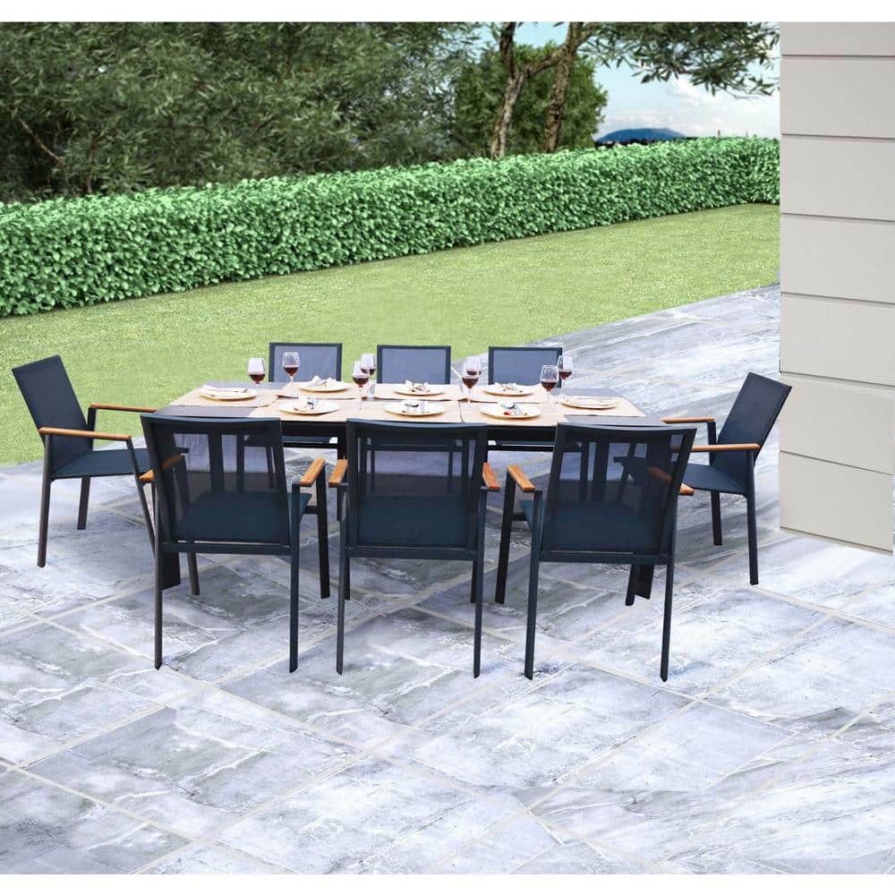 BELLINI HOME AND GARDENS Laco Dark Gray 9-Piece Aluminum BELLINI HOME AND GARDENS Laco Dark Gray 9-Piece Aluminum