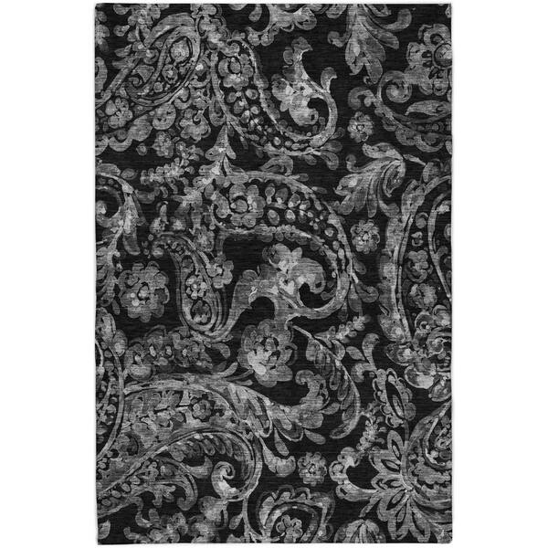 Dream Shag Premium Machine Washable Abstract ADS835 Black 8 ft. x 10 ft. Area Rug