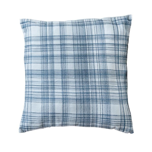 Unbranded Stacy Garcia Blue Striped Hand-Woven 24 in. x 24 in. Indoor Throw Pillow