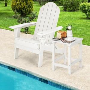 14 in. White Square HDPE End Table Weather Resistant Garden in White