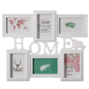 4 in. x 6 in. White Decorative Modern Wall Mounted Collage Picture Holder Multi Picture Frame for 6-Photos Home Text