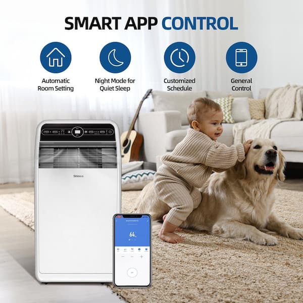 12,000 BTU (7,500 BTU DOE) Portable Air Conditioner Cools 400 sq. ft. Dehumidifier, 3 Fan Speeds & Smart Control