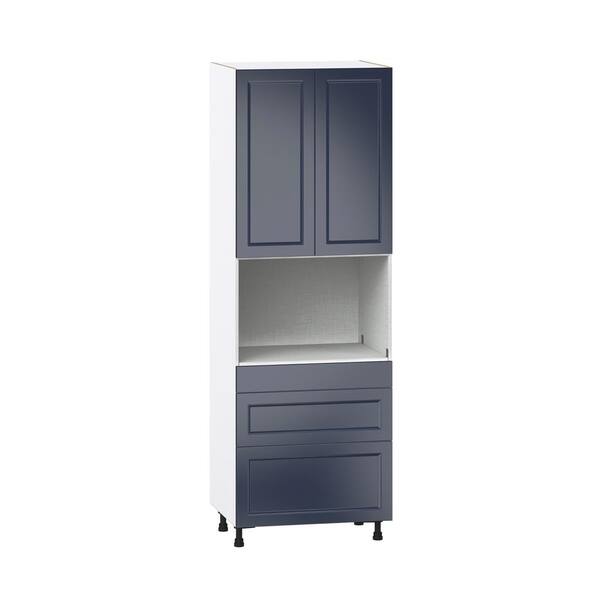 J COLLECTION Alton Painted 30 in. W x 89.5 in. H x 24 in. D in White Shaker Assembled Pantry Microwave Kitchen Cabinet with 3 Drawers